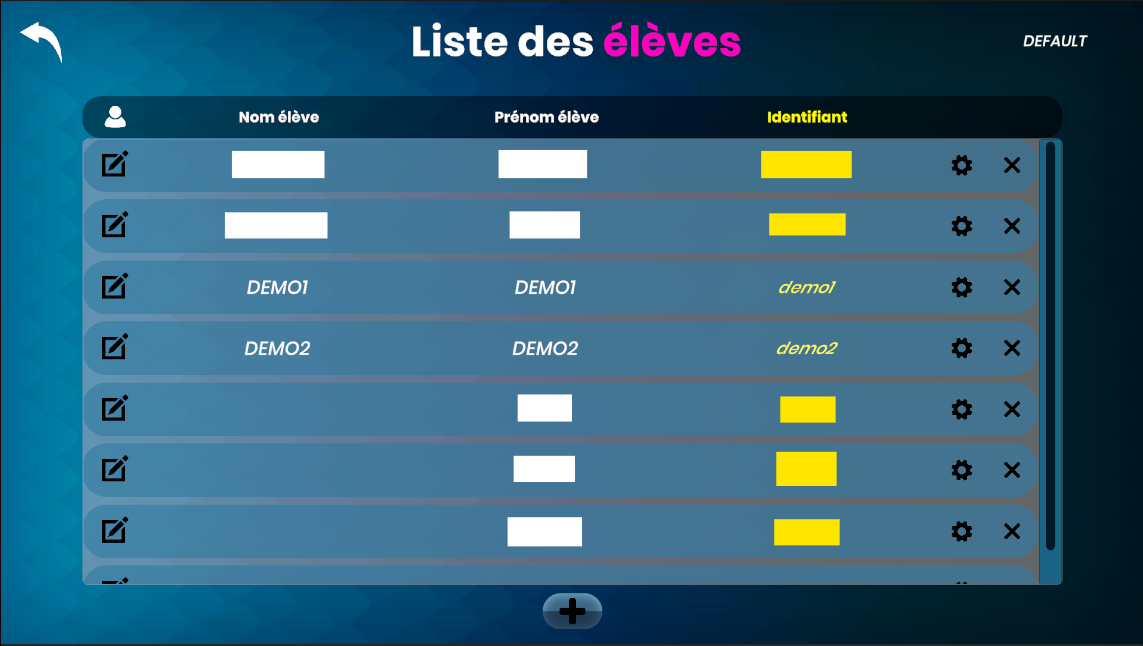 affichage de la liste des élèves